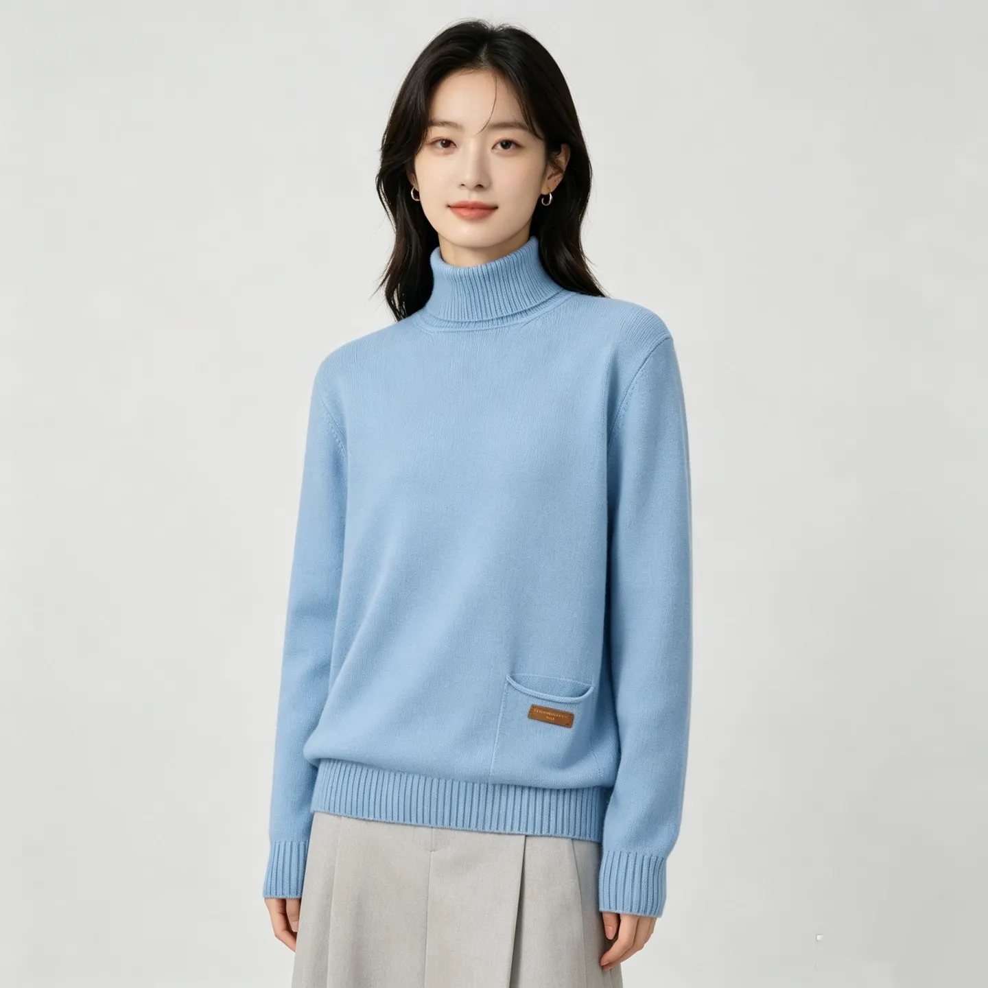 Louis Vuitton/Louis Vuitton pocket leather label turtleneck knitted sweater